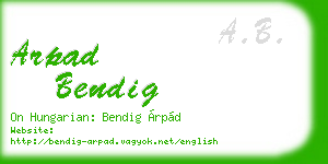 arpad bendig business card